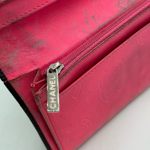 Chanel Cambon Ligne Long Wallet Black Lambskin Pink Series 10 w/ Holo, Auth Card - Picture 11 of 16